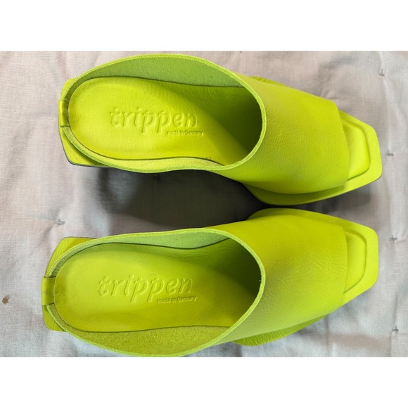Trippen Sham Slide  Wedge Sandal 37 Neon Green Chunky Avant-Garde Maximalist Y2K - Picture 9 of 11